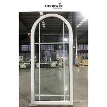 China Manufacturer  white arched pvc upvc crank open casement window with grill